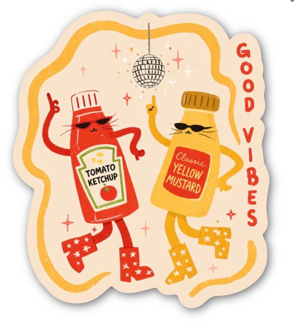 Good Vibes Ketchup & Mustard Sticker – Cute Food Sticker