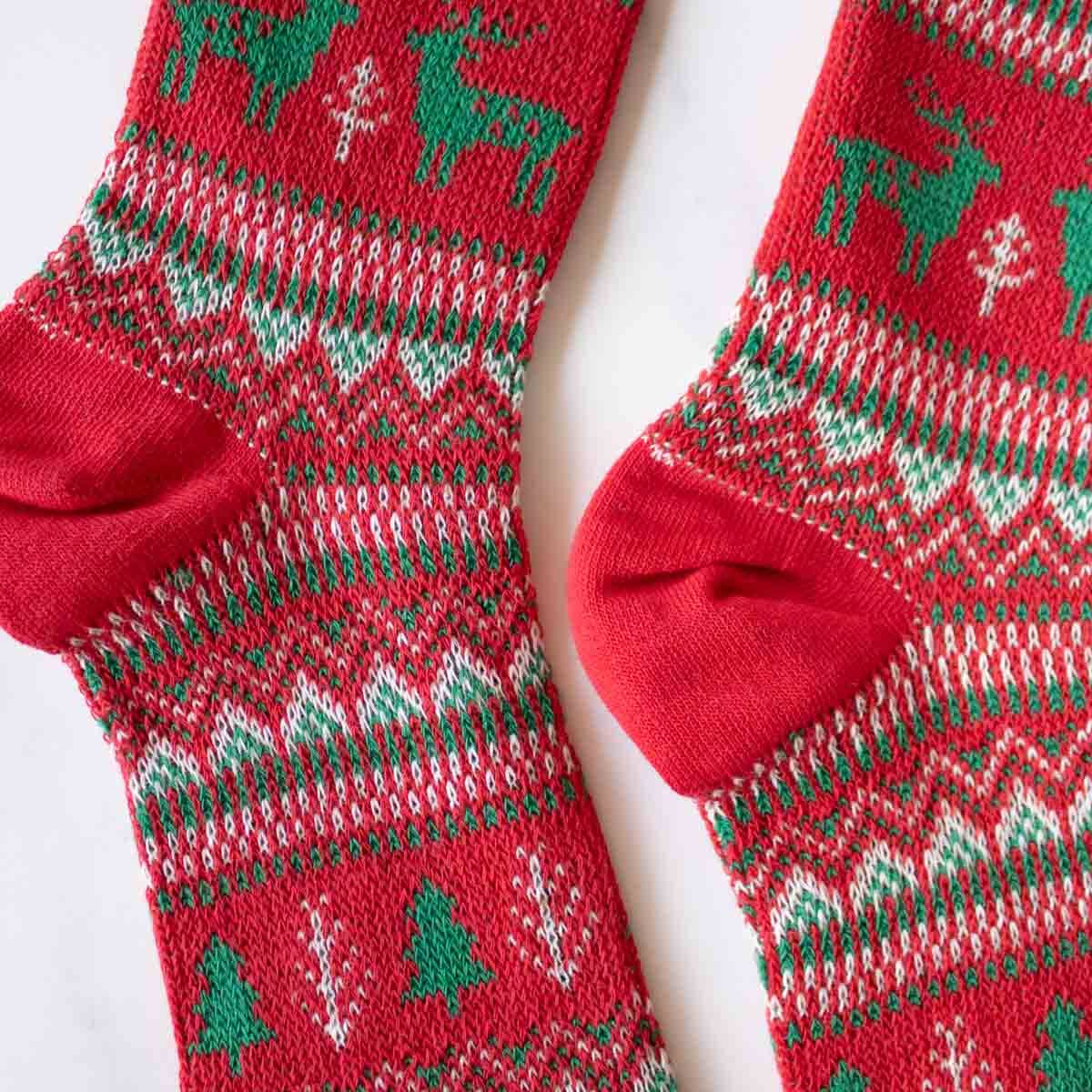 Holiday Deer Casual Socks: Beige
