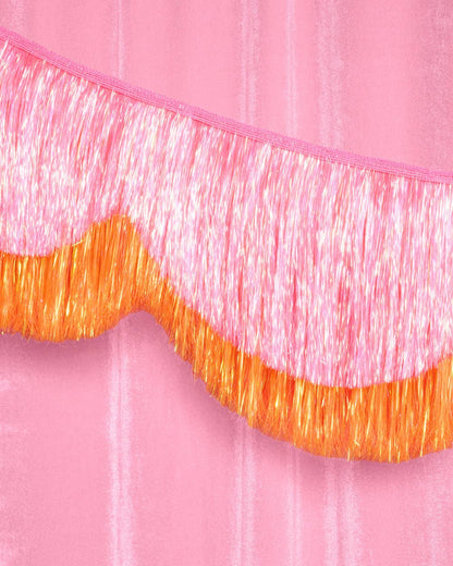 Pink Orange Scallop Fringe Banner | summer, party, Showgirl