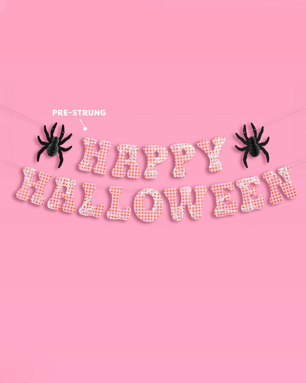 Pink Halloween Banner | spooky party decor, gingham