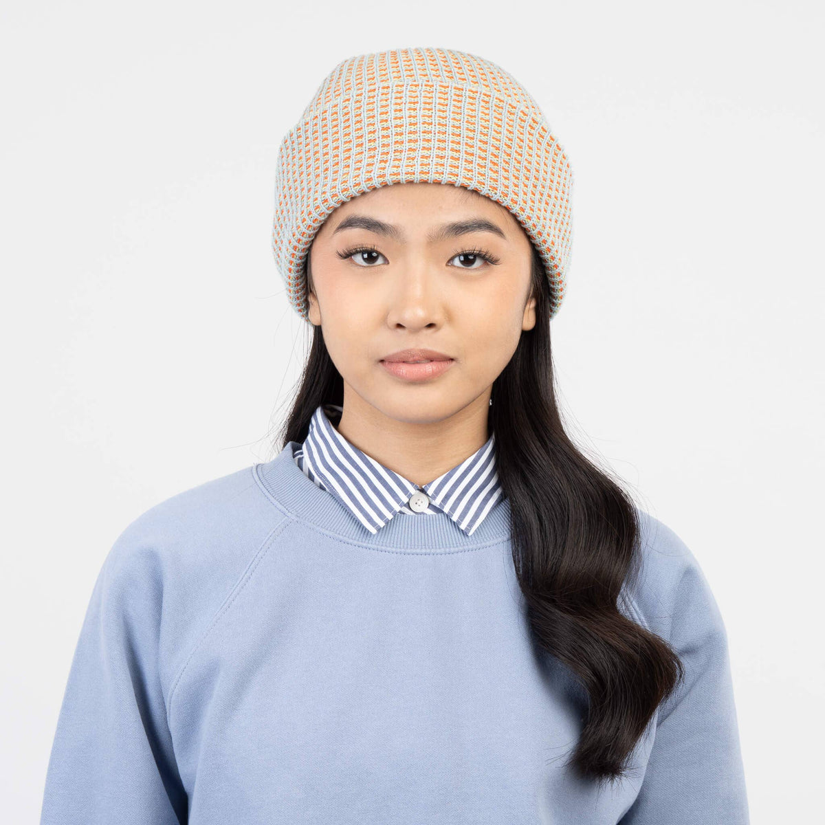 Simple Grid Knit Beanie: Fuchsia