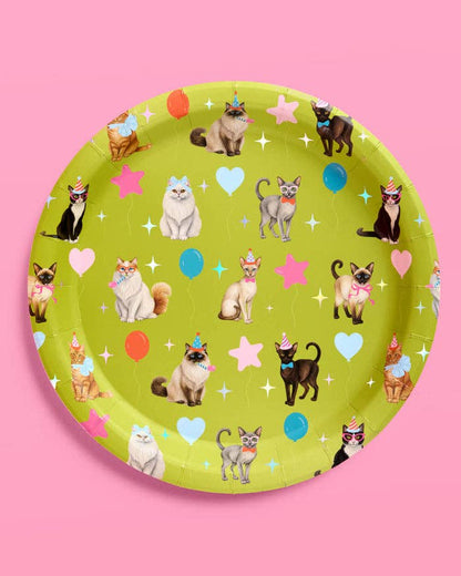 Cat Plates | Cat Birthday, Kitten Party, Colorful, 24 pcs 9'