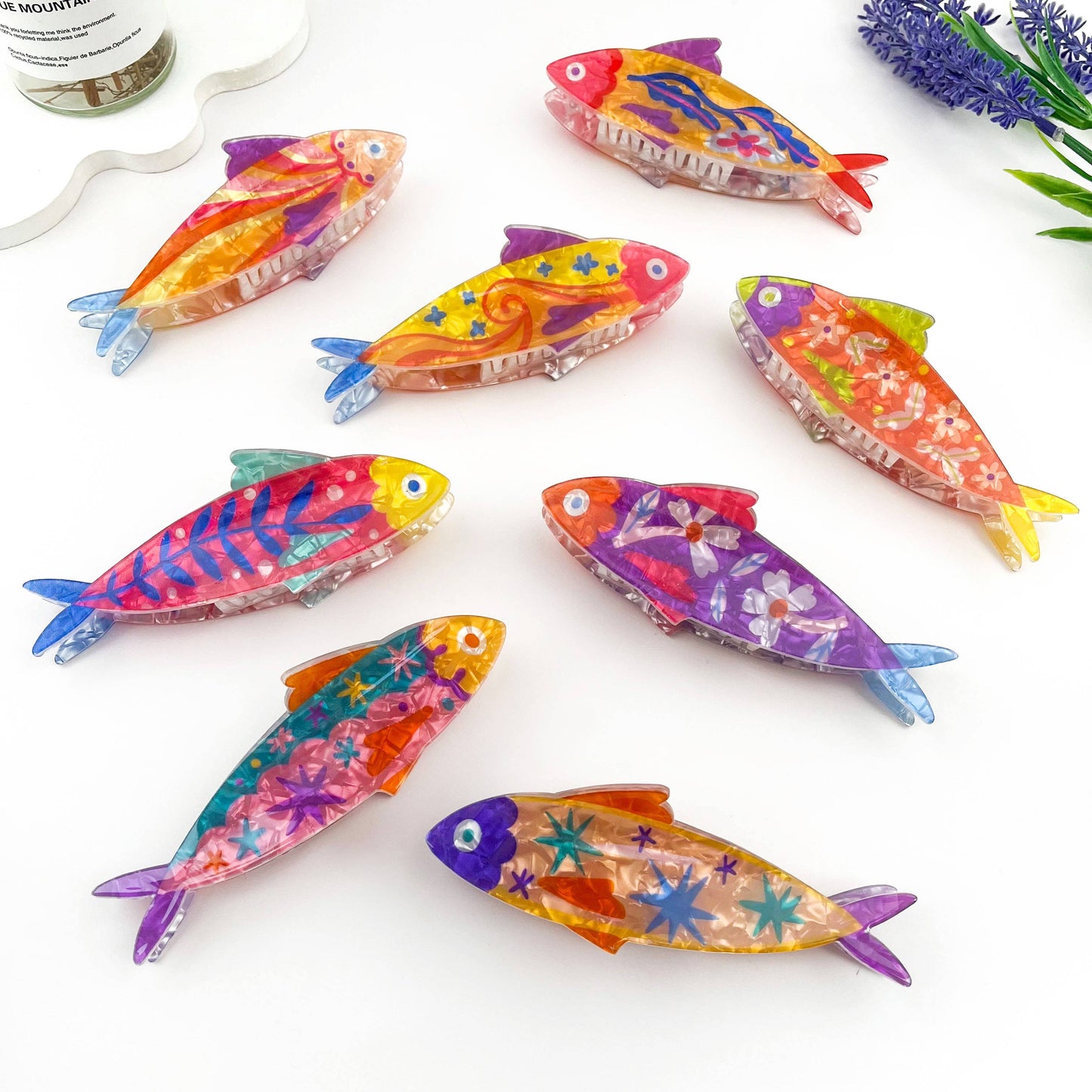Floral Sardine Acetate Hair Claw Clip Summer Style
: F