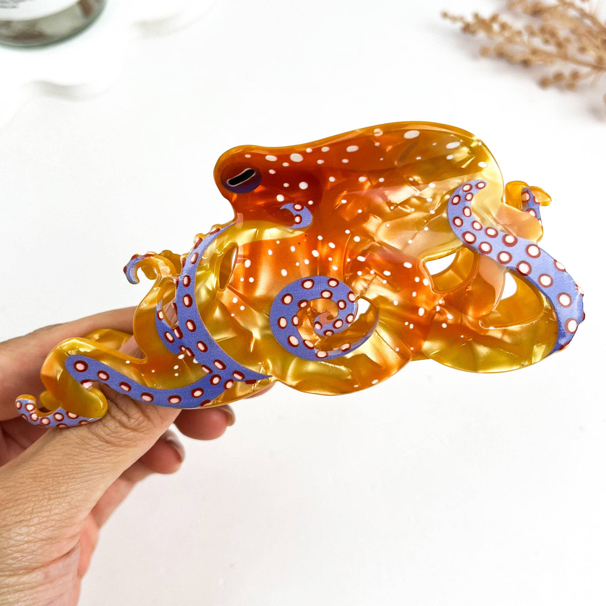 Creative Octopus Ocean Animal Hair Claw Clip: White-L