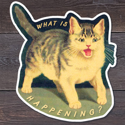 What is Happening Sticker: Screaming Vintage Cat