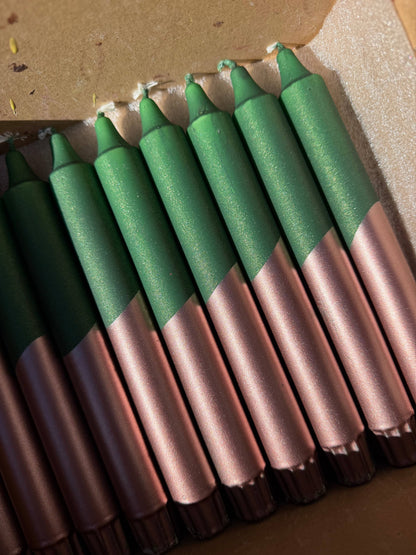 Christmas Candles, Green / Copper