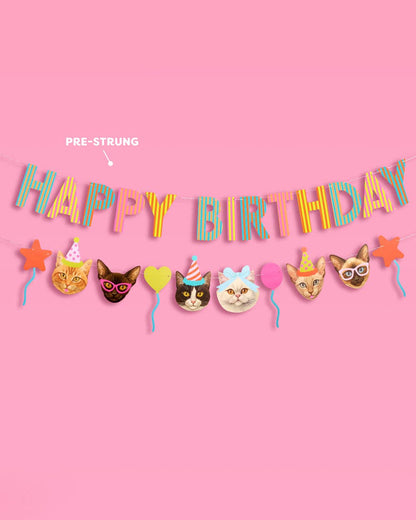 Happy Birthday Cat Banner | cat party, pet birthday, 5"