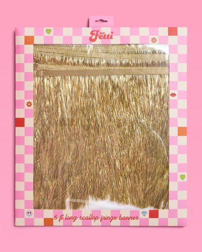 Gold Scallop Fringe Banner | Gold party garland, wedding
