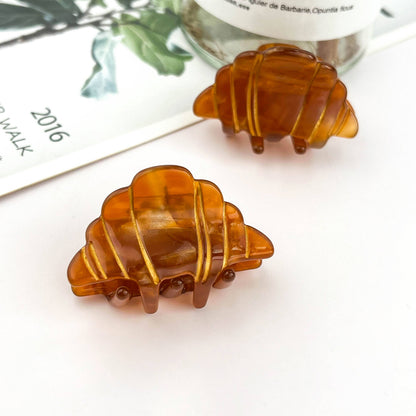 Mini Cute Croissant Hair Claw Clip: Brown