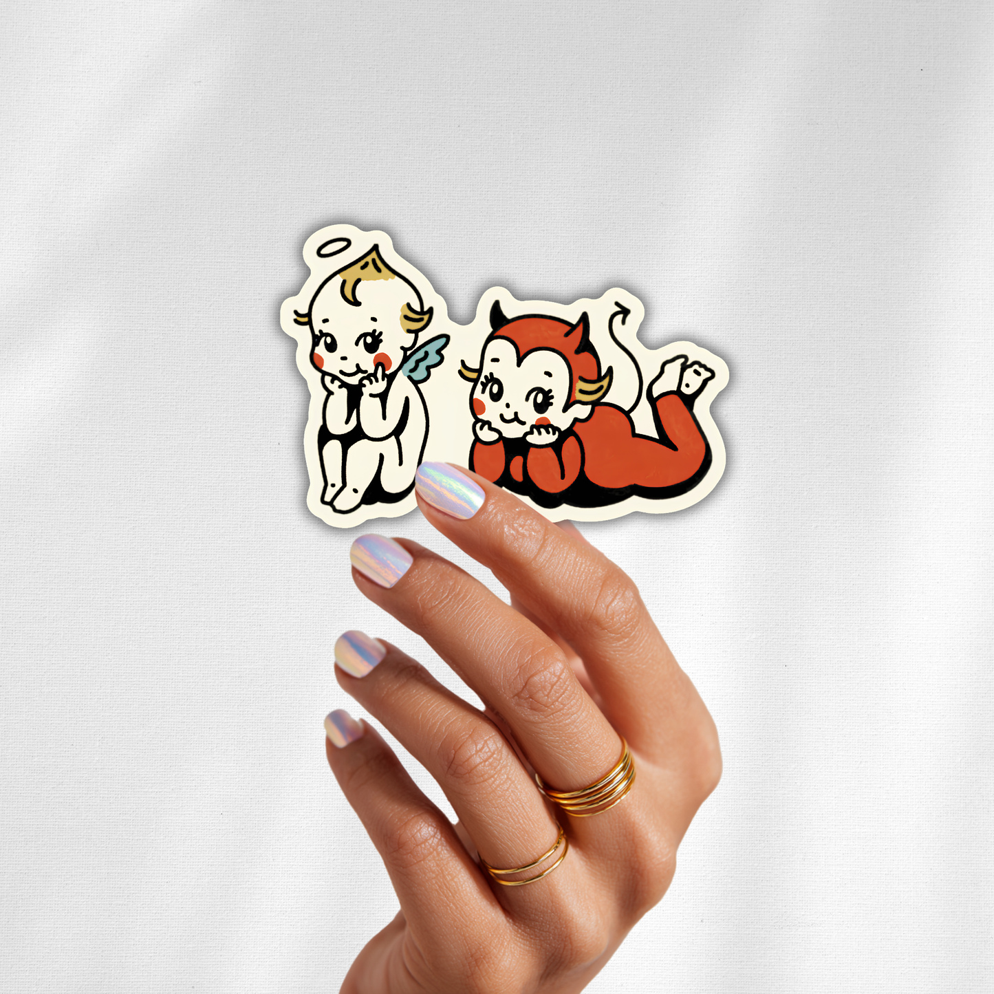 Angel and Devil Besties Sticker – Vintage Kewpie