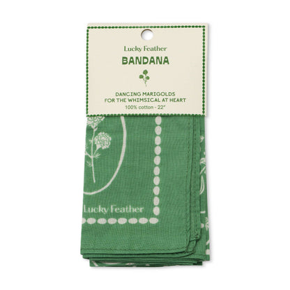 Happiness Bandanas - Green w Flw - Whimsical