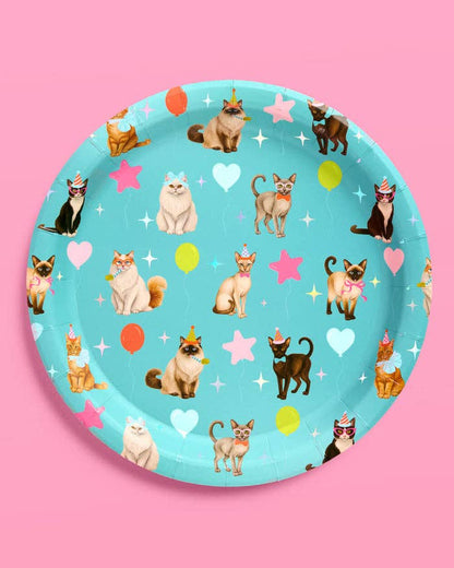 Cat Plates | Cat Birthday, Kitten Party, Colorful, 24 pcs 9'