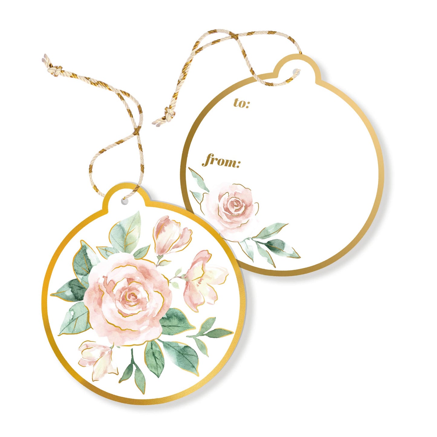 Gift Tags - 10 Pack with Tie String - Pink Roses