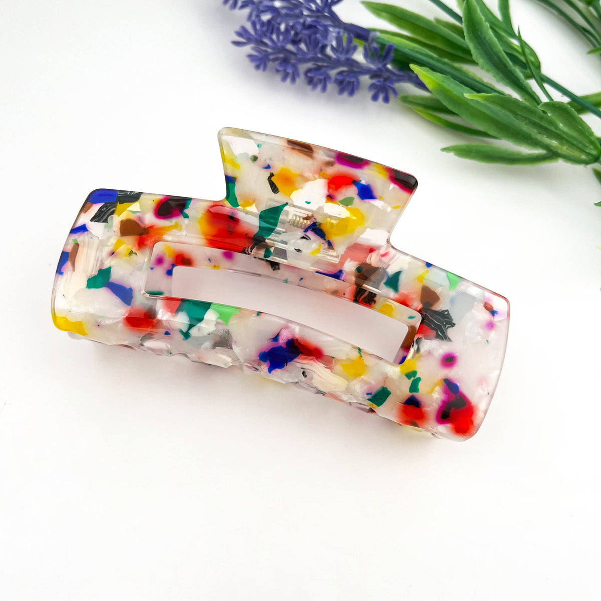 Hollow Floral Square Hair Claw Clip Geometric Minimal: Colorful