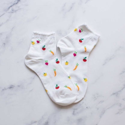 Vegetables Ankle Socks: Ivory
