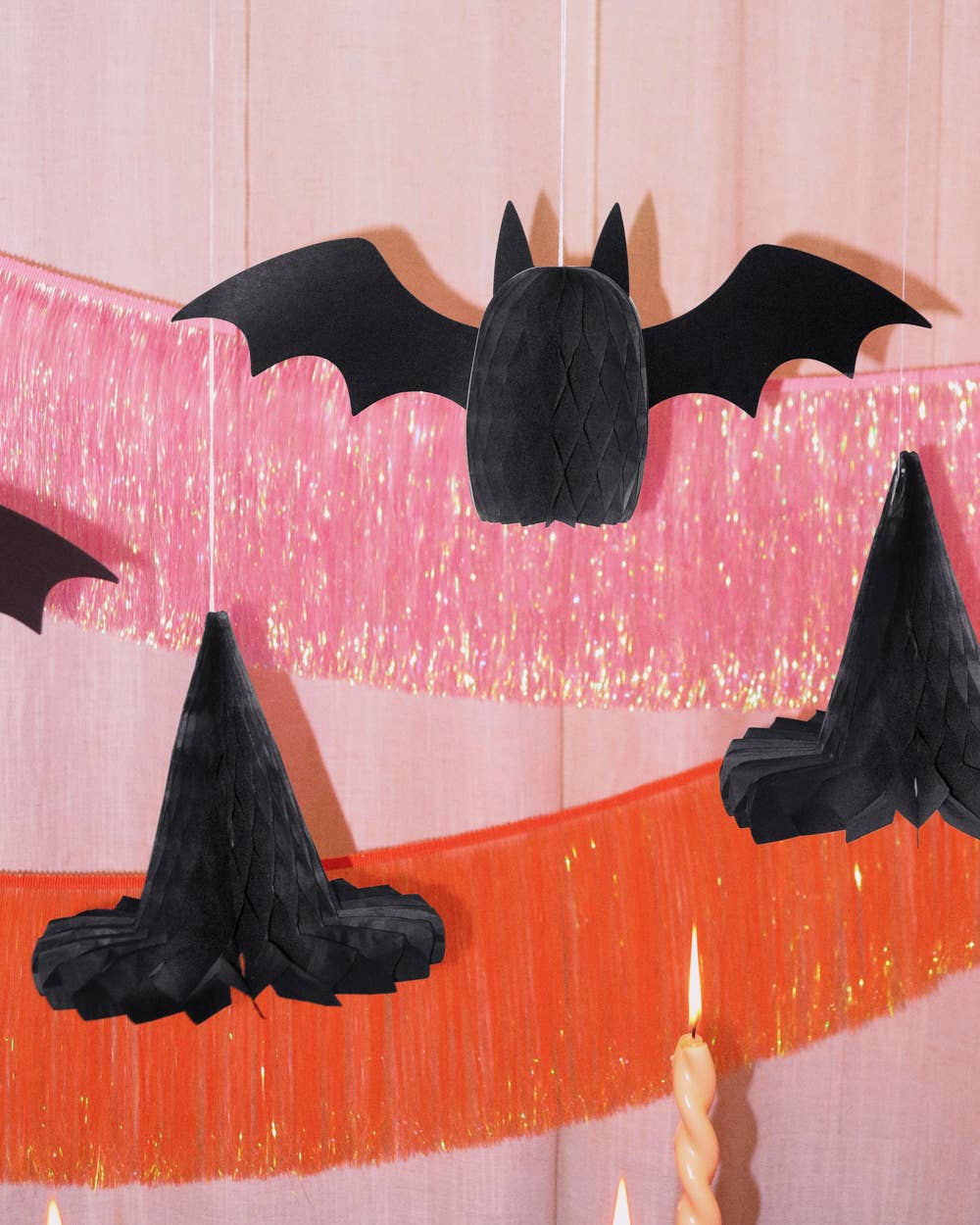 Halloween Accordion Set - 8 paper accordions, bats, pink , pumpkine