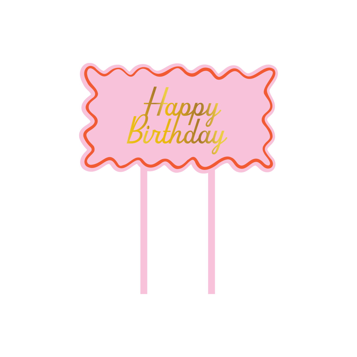 Pink & Red Acrylic Cake Topper - "Happy Birthday"
