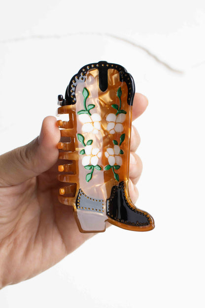 Magnolia Blossoms Western Boots Claw Clip: Lavender