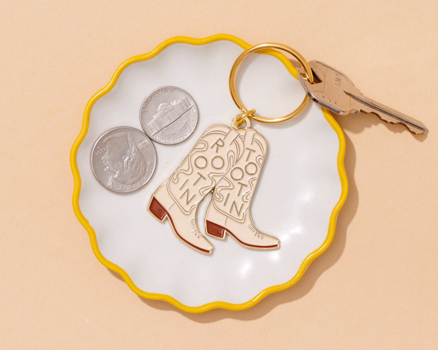 Enamel Keychain & Bag Charm—Rootin' Tootin' (Cowboy Boots)