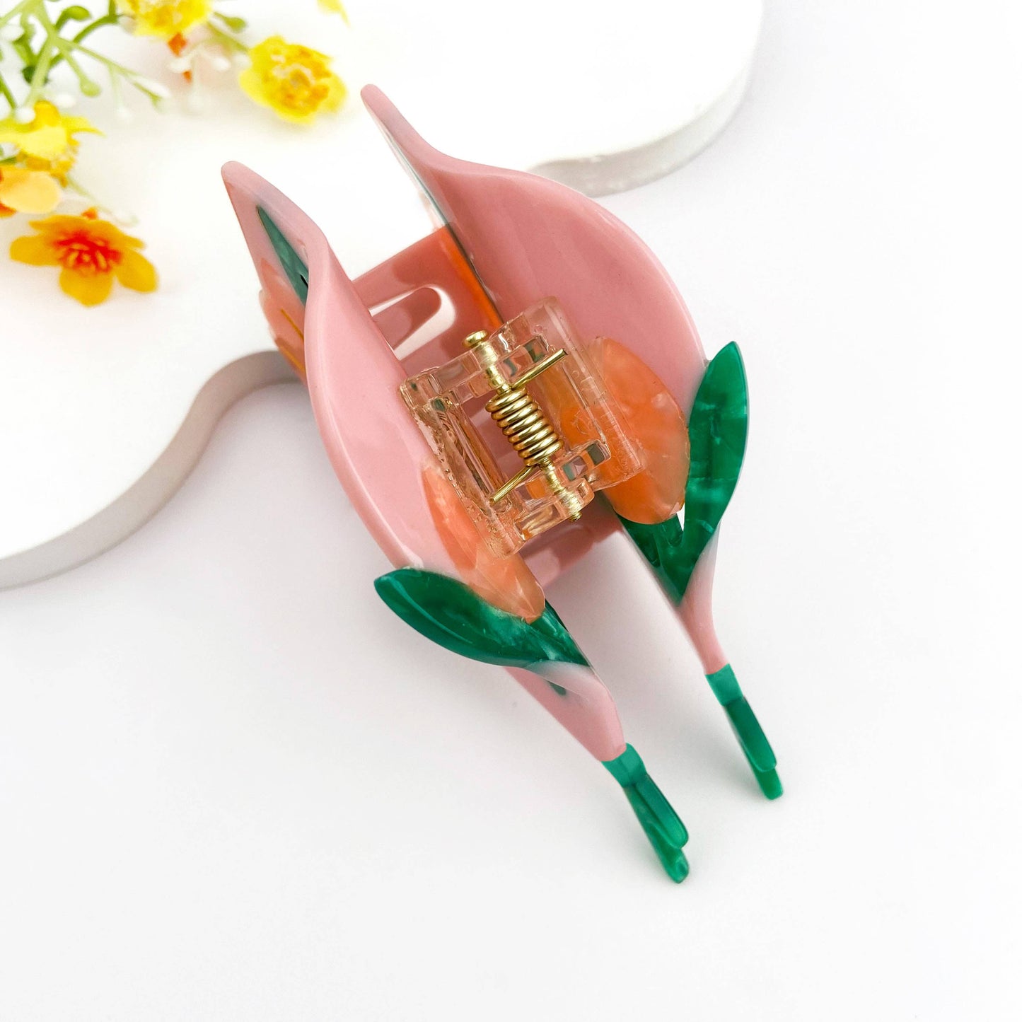 Bouquet Acetate Floral Hair Claw Clip: Pink
