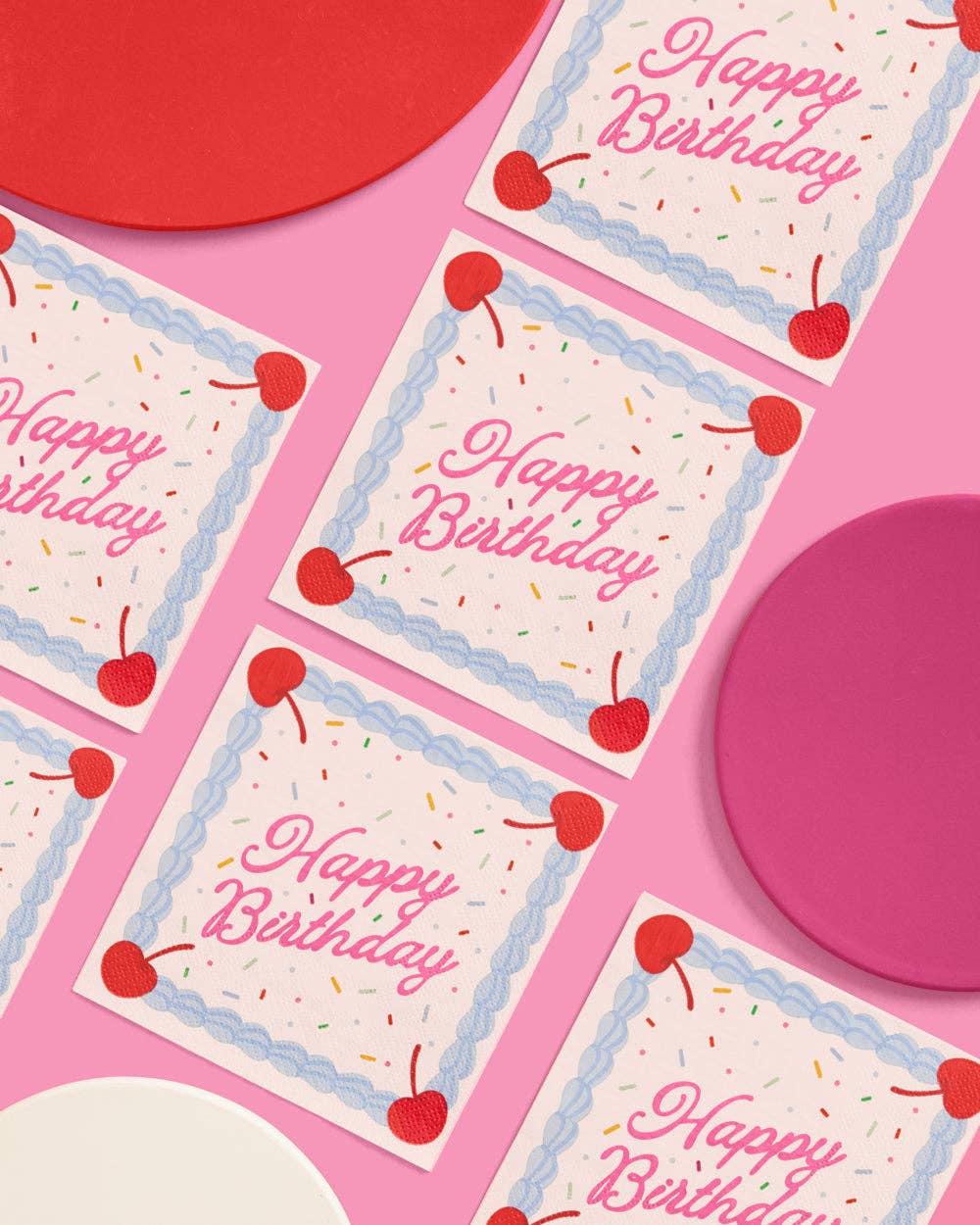 Happy Birthday Napkins | sprinkles, cake, cherry, party