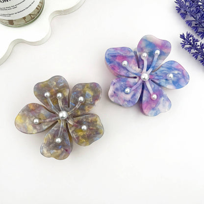 Pearl Sakura Acetate Floral Claw Clip – Elegant Spring Acc: Purple
