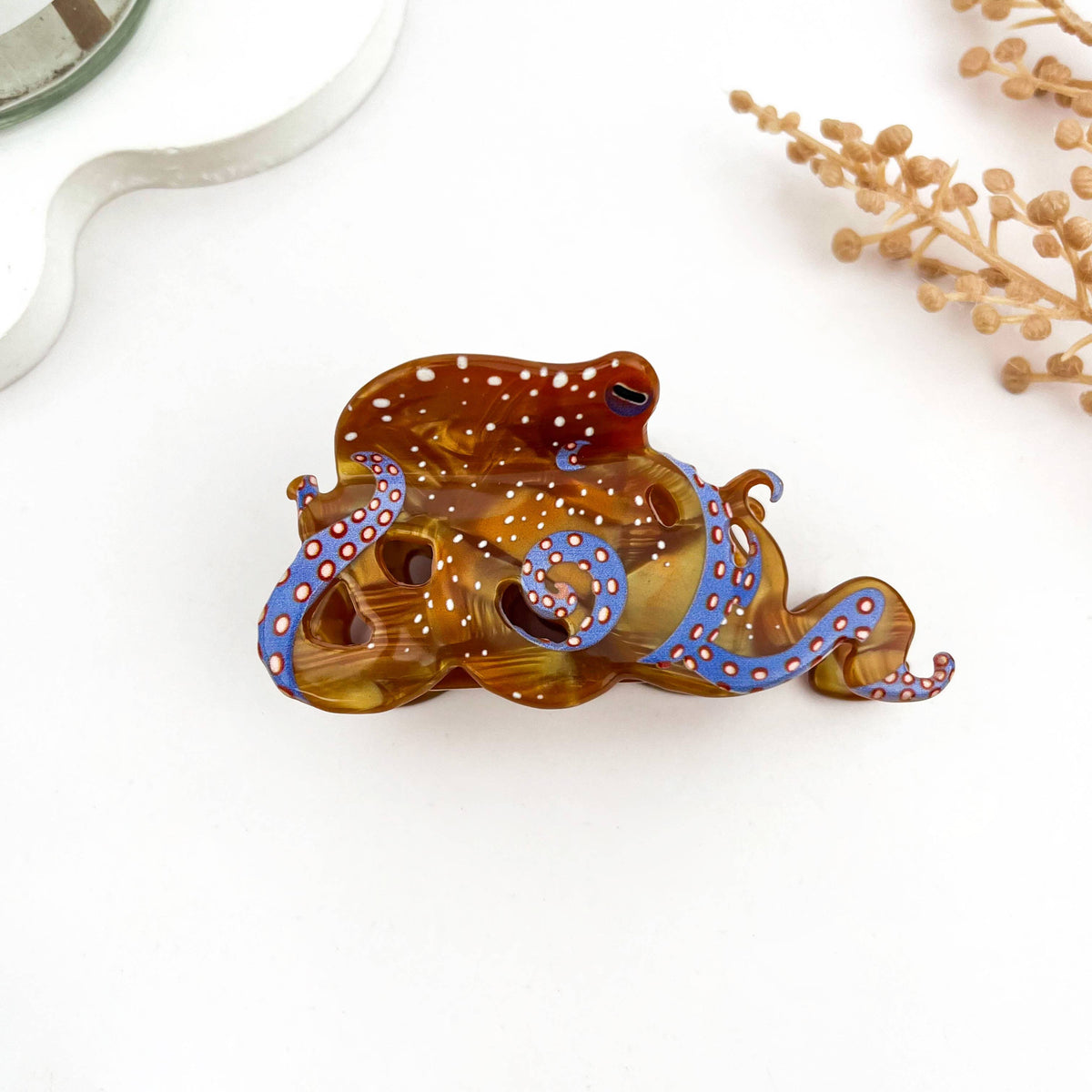 Creative Octopus Ocean Animal Hair Claw Clip: White-L