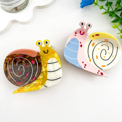 Happy Mystery Snail Acetate Animal Hair Claw Clip: Pink