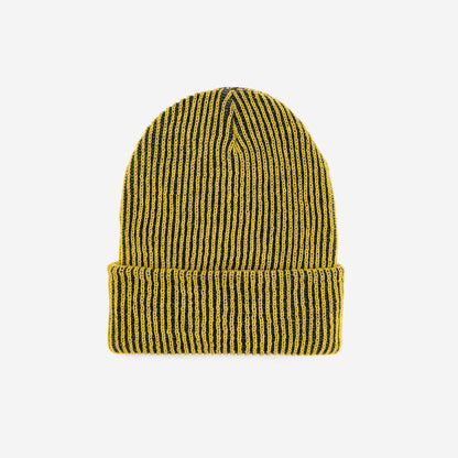 Simple Rib Knit Beanie: Black White