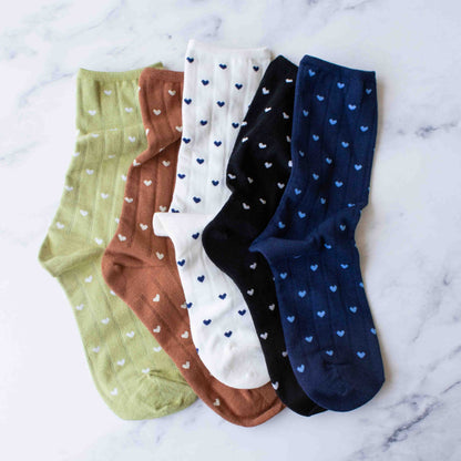 Women's Heart Crew Socks: Sage