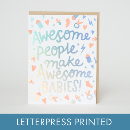 Awesome Babies Congrats Letterpress Greeting Card by Hello!Lucky: Plastic sleeve