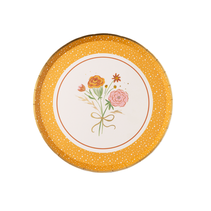 Cozy Fall Floral Dessert Plates, Gold Foil (Set of 8)
