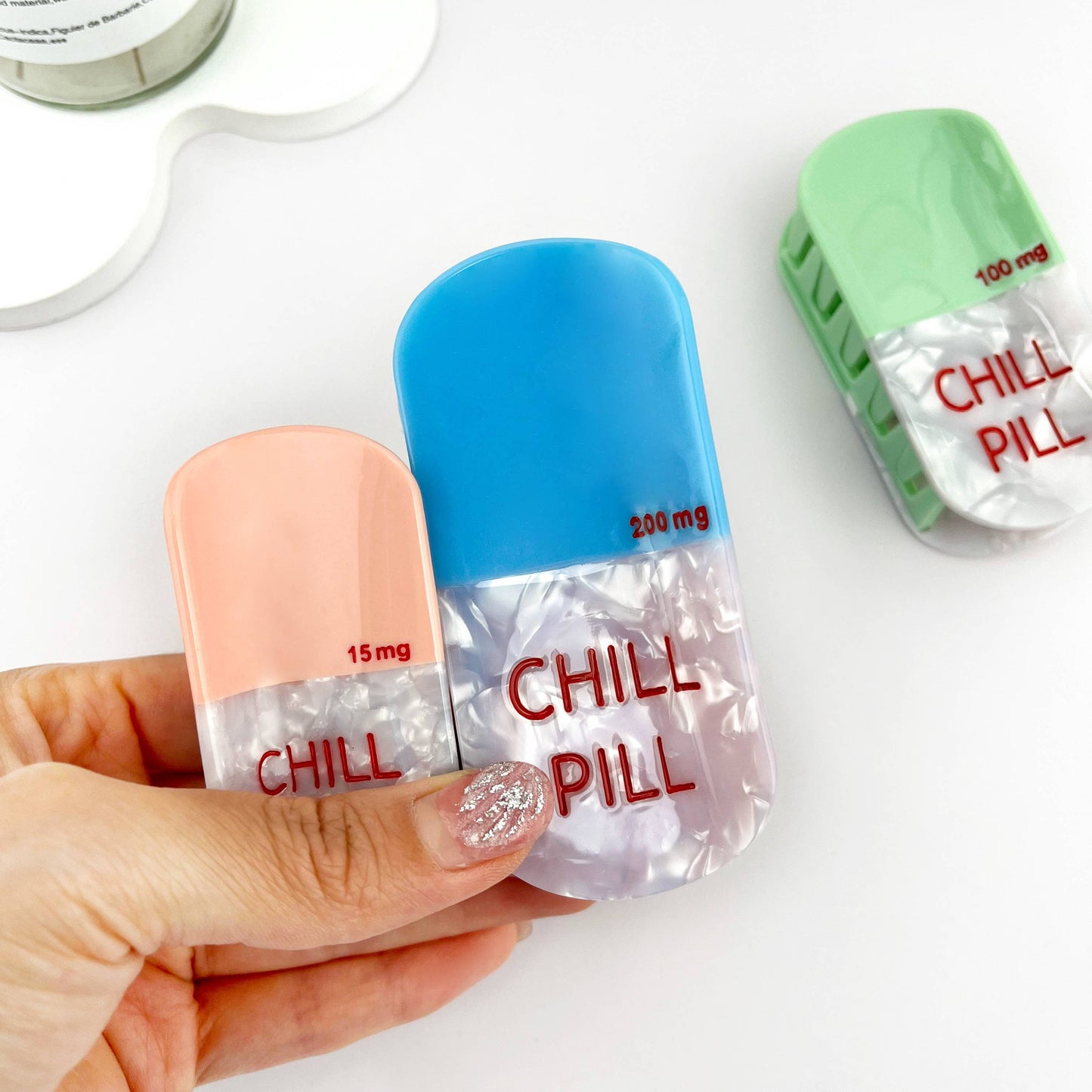 Sweet Dream Sleep Pill Acetate Hair Claw Clip: Light Green