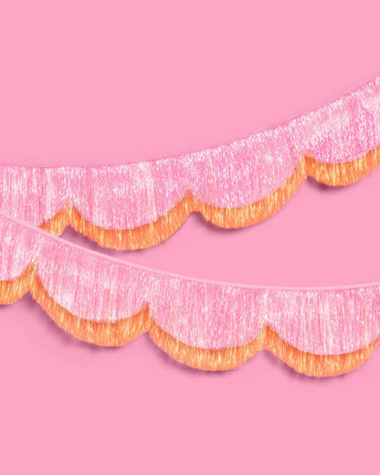 Pink Orange Scallop Fringe Banner | summer, party, Showgirl