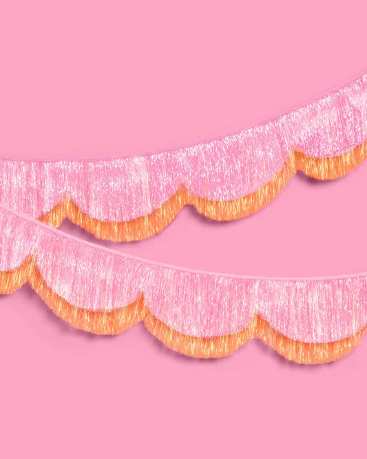 Pink Orange Scallop Fringe Banner | summer, party, Showgirl