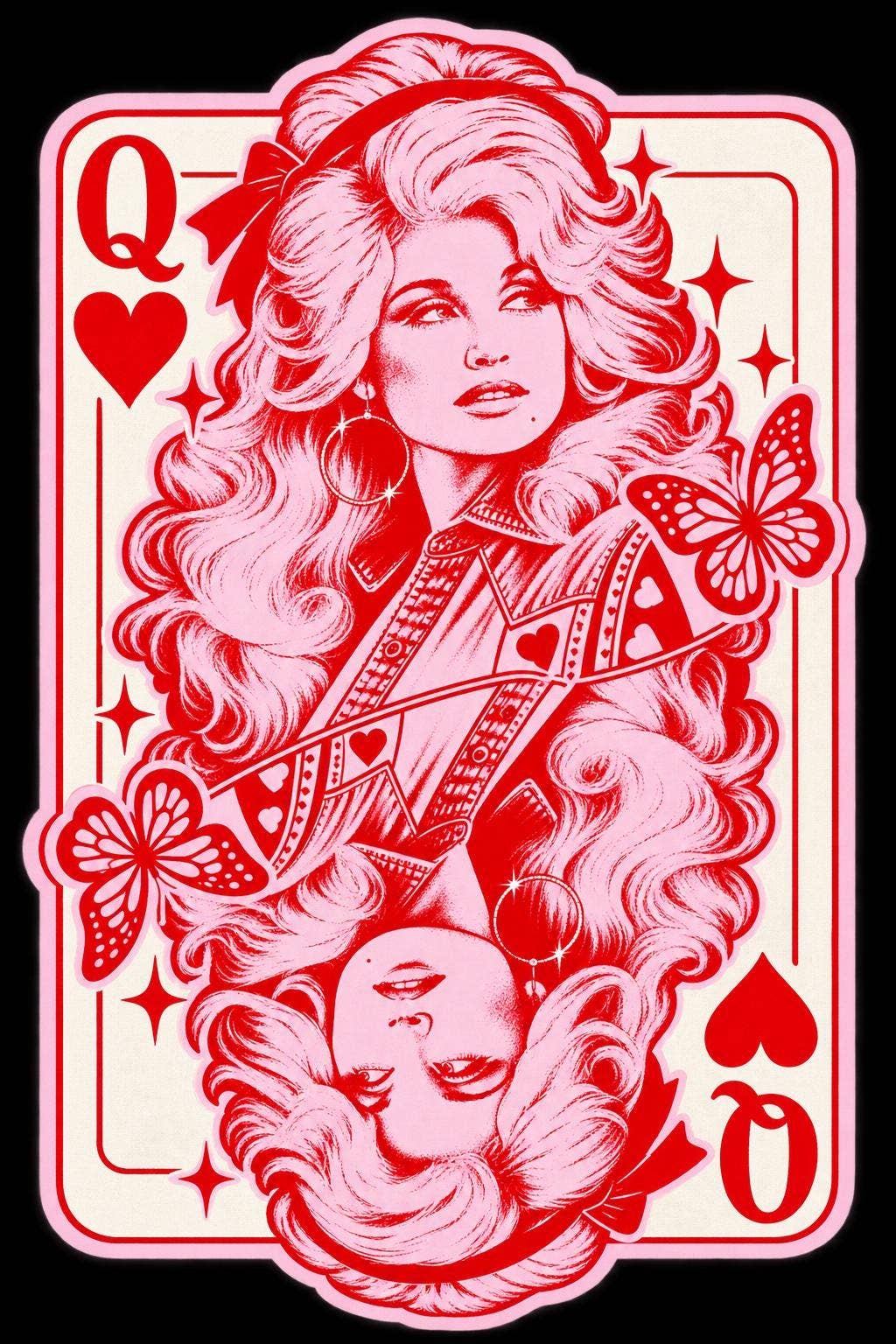 Dolly Parton Queen of Hearts Sticker: Vinyl sticker