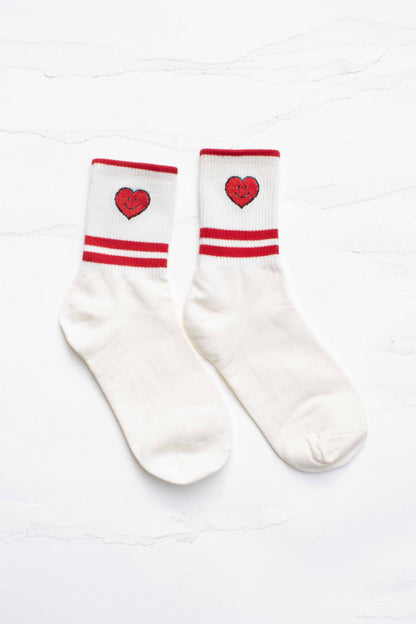 Love You Smile Crew Socks: Blue