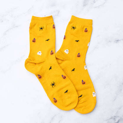 Halloween Spooky Casual Socks: Rich Yellow / Contemporary / English