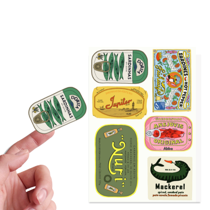 Trinkets: Tinned Fish Sticker Pack –Retro Sardine & Mackerel