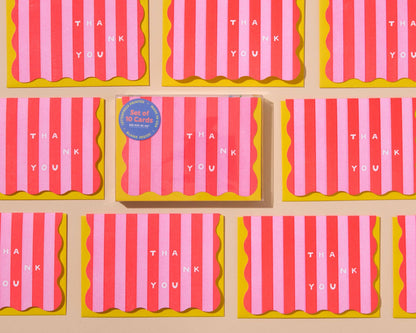 Box Set—Letterpress Thank You Notecards—Cabana Stripe RP