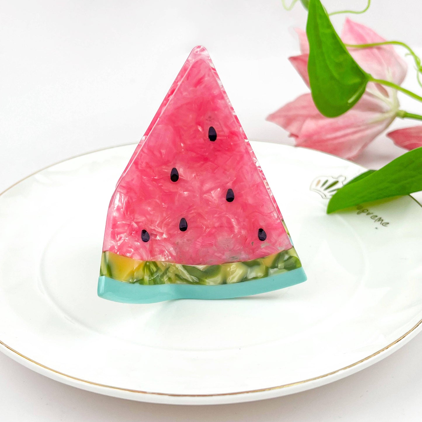 Fresh & Elegant Watermelon Acetate Hair Claw Clip: Pink