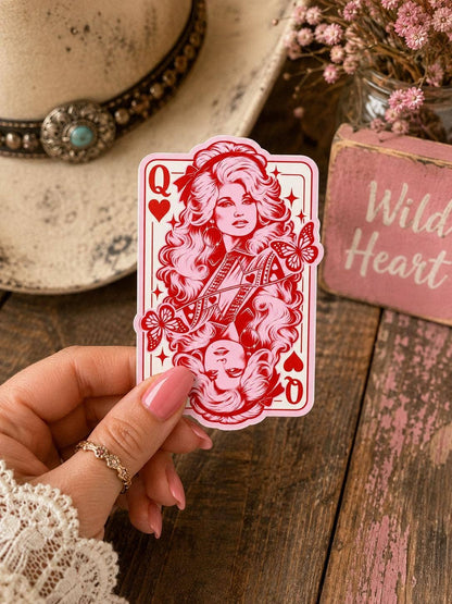 Dolly Parton Queen of Hearts Sticker: Vinyl sticker