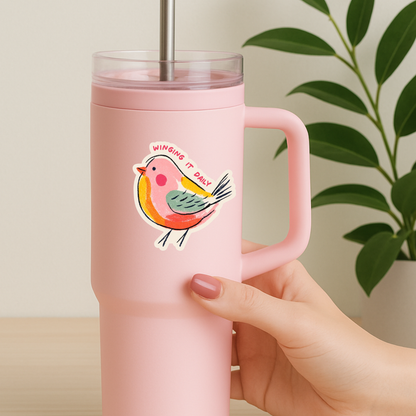 Winging It Daily Bird Sticker – Cute Colorful Bird Sticker