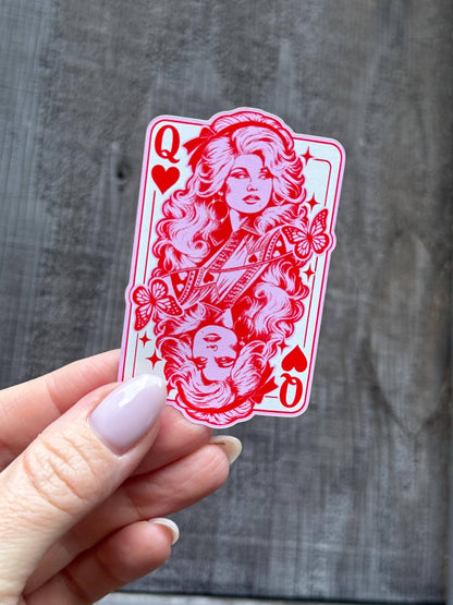 Dolly Parton Queen of Hearts Sticker: Vinyl sticker