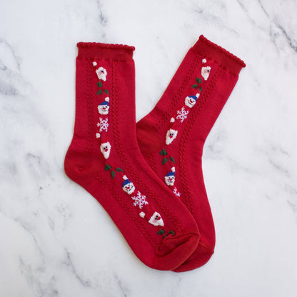 Women's Happy Holidays Everyday Socks: Cream