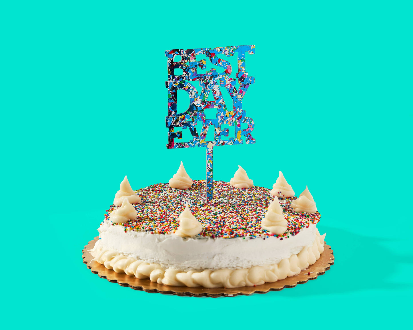 Glitter Cake Topper - "Best Day Ever"
