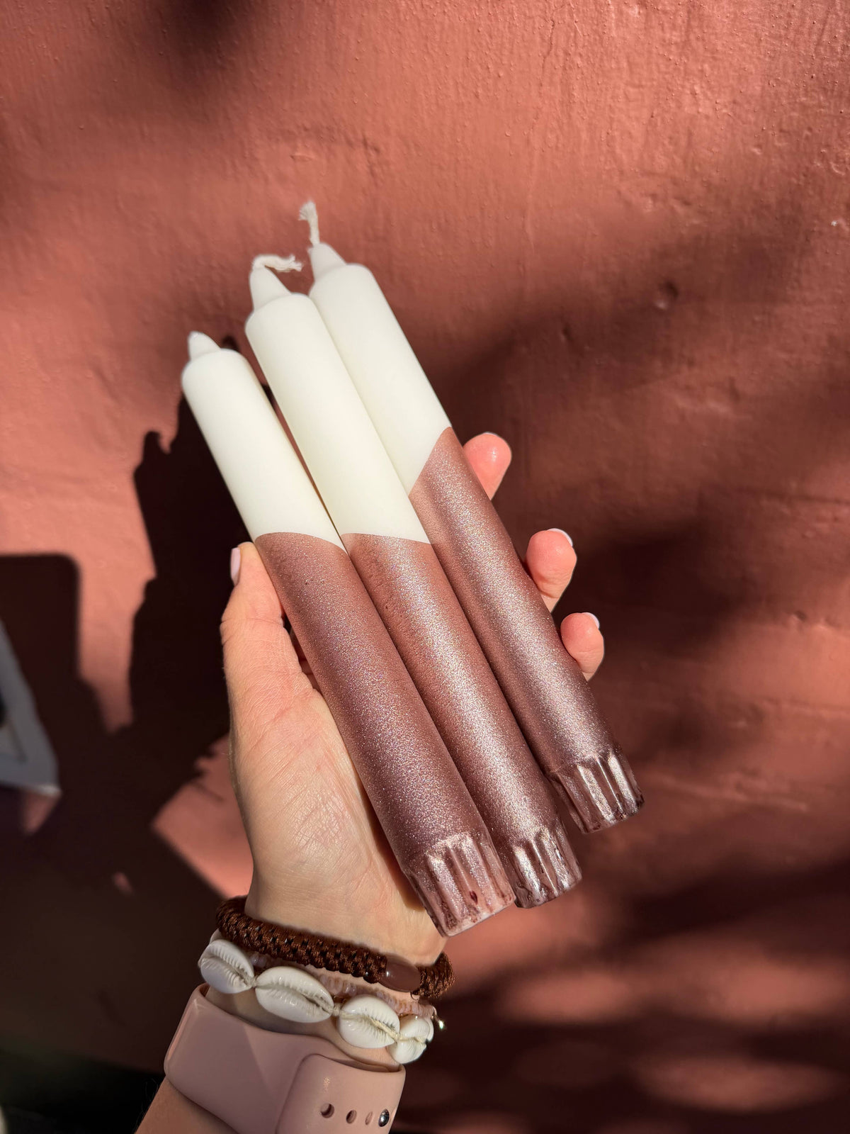 Christmas Candles, White / Copper