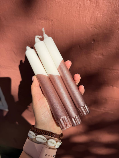 Christmas Candles, White / Copper