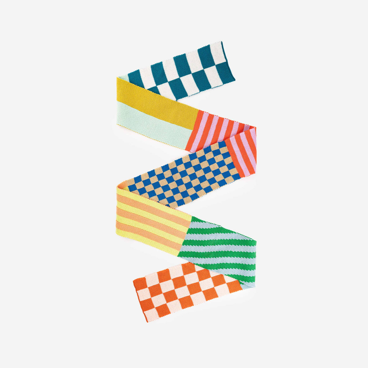 Pattern Patch Skinny Knit Scarf: Candy