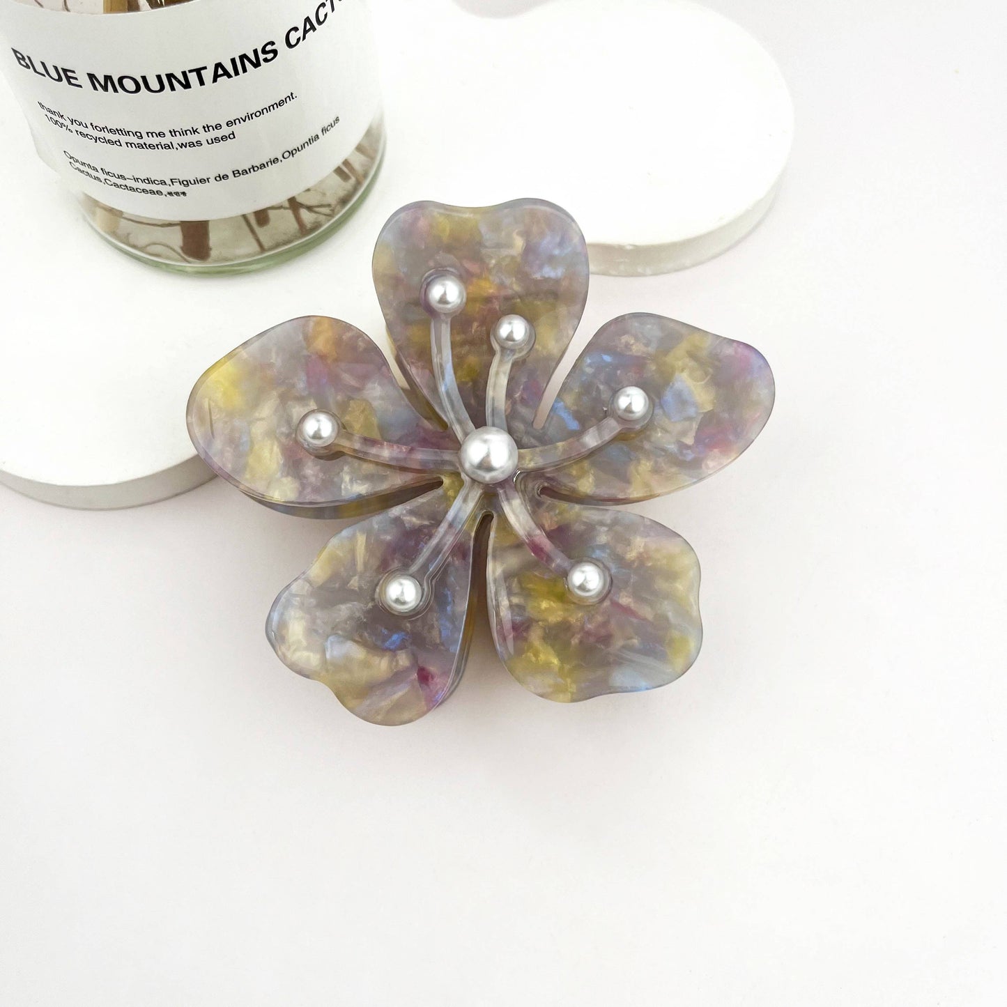 Pearl Sakura Acetate Floral Claw Clip – Elegant Spring Acc: Purple